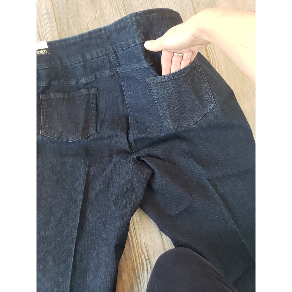 Slim Sation 20 W Tummy Control Pants Wide Band Crop Blue Tummy Control Jeans - Picture 9 of 9